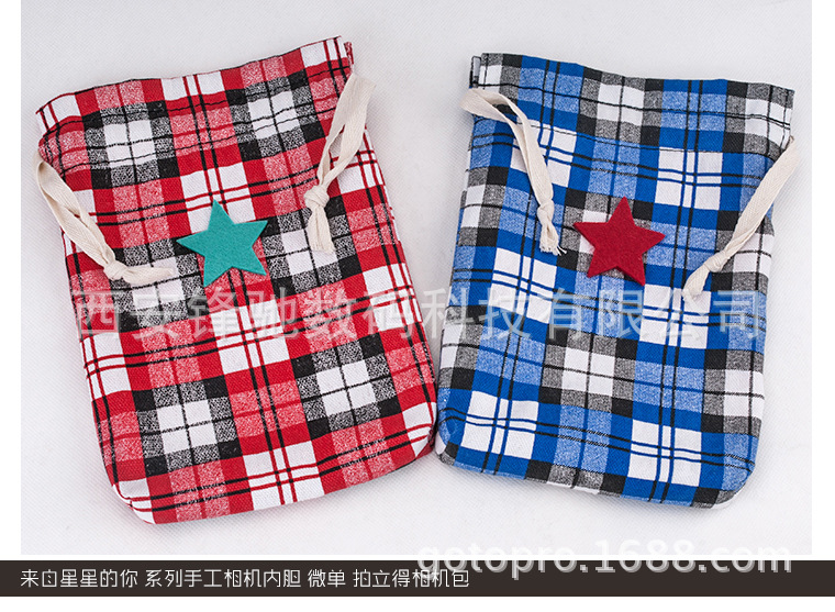 星星格纹微单相机袋收纳包