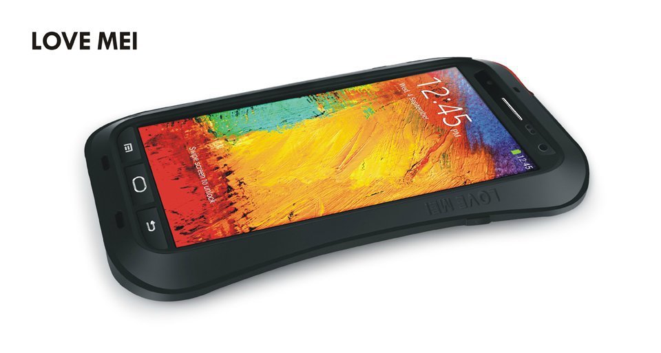 LOVE MEI Powerful Small Waist Water Resistant Shockproof Dust/Dirt/Snow Proof Aluminum Metal Outdoor Heavy Duty Case Cover for Samsung Galaxy Note 3