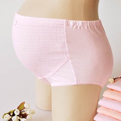 065 纯棉可调节大码高腰托腹孕妇内裤短裤 褶皱树皮面孕妇内裤