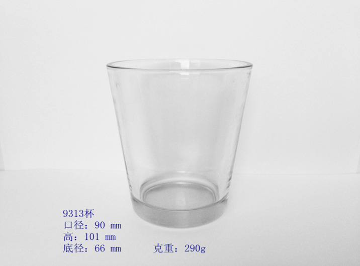 厂家直销口径9 高度10 底部6.6 9313蜡烛玻璃杯 压制斜形玻璃杯