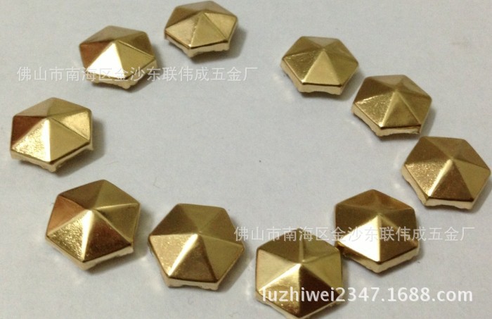 【厂家直销】热卖10mm六角尖钉 六角扇形撞钉 单双面六角尖帽钉