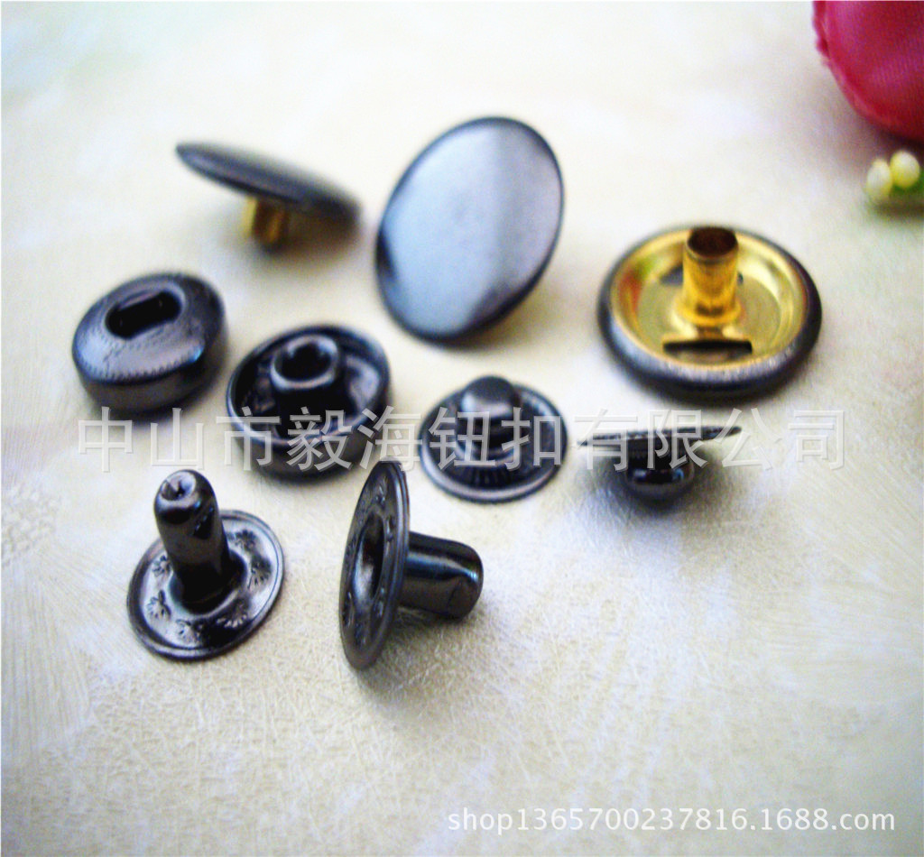 snap button 现货10-25MM光面金属四合扣 枪黑色纯铜车缝急钮定做-阿里巴巴