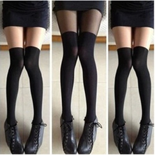 Black velvet fake thigh stitching socks under the skin, slimming fake thighs, over-the-knee sexy pantyhose wholesale