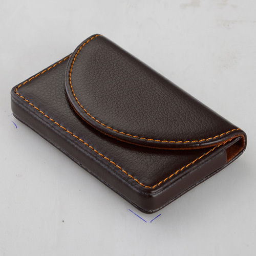Wholesale leather business card stainless steel business card box metal business card box leather business card holder semicircle 033