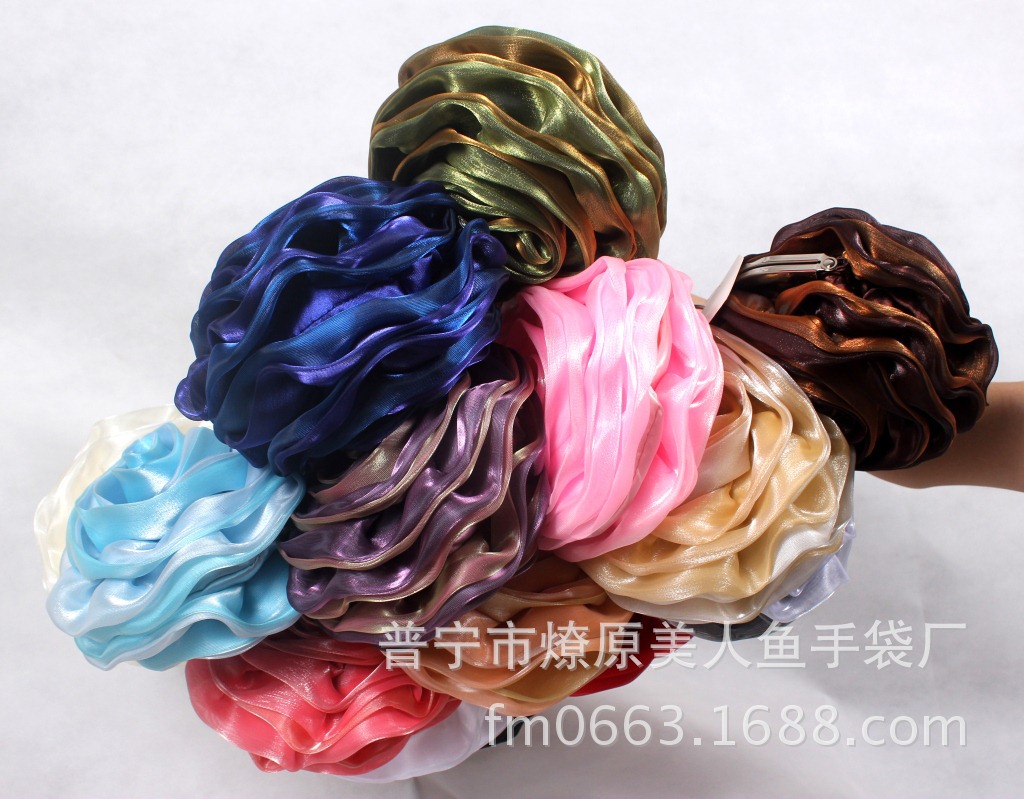 Túi dạ hội hoa satin ba chiều xách tay nhỏ — Màu trắng, Màu tím, Màu xanh lam, Màu đen chi tiết 12
