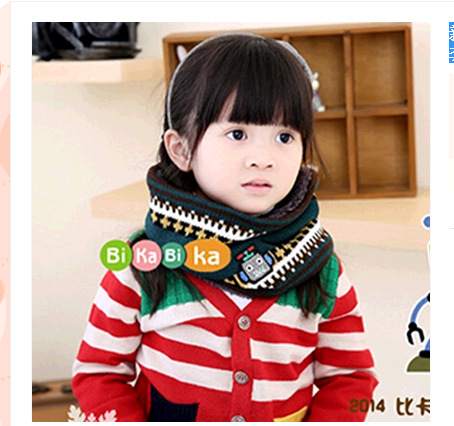 新款韓版兒童卡通機器人圍脖 韓版男女童加厚雙層保暖套頭脖套