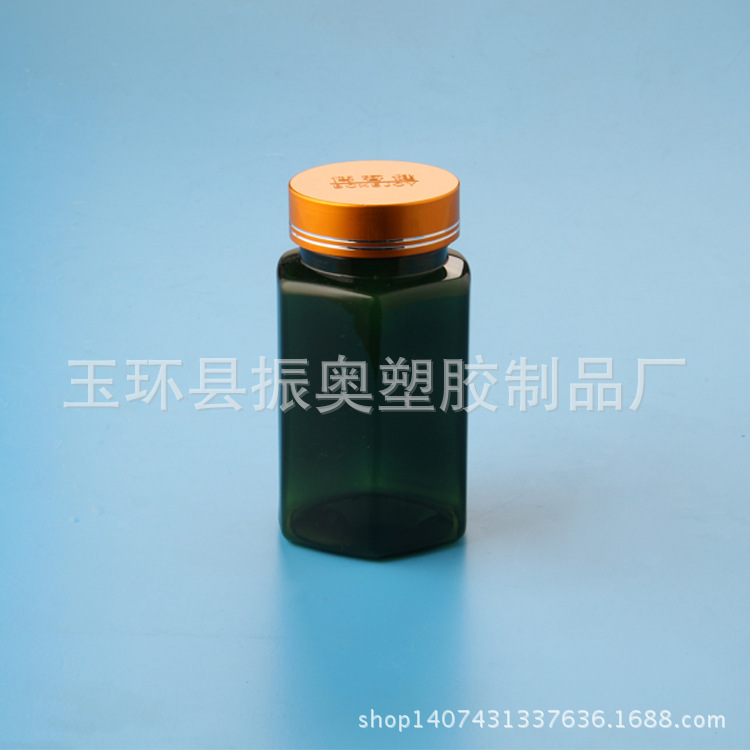 高档保健品瓶六角PET塑料瓶金属盖密封蜜饯嚼片西洋参枸杞包装罐