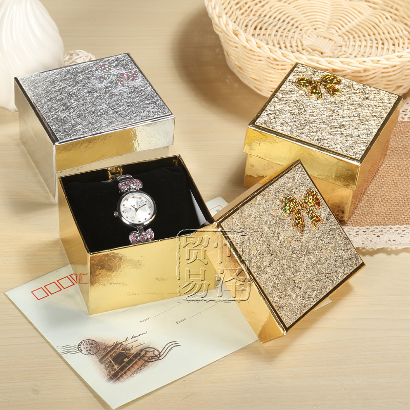 精美金银礼品纸盒 枕头配套 手表展示盒盒子蝴蝶结表盒