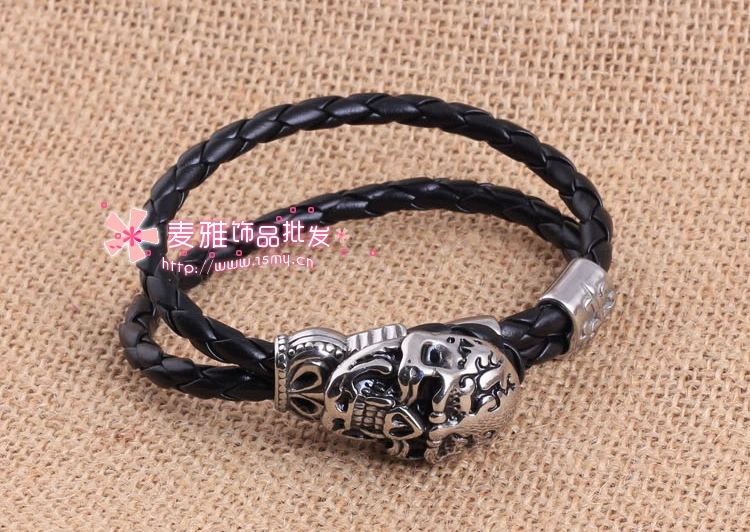 Европа и Америка, британская корона cross skeleton legion bracelet, титановая сталь кожа двойной слой браслет, S52 Lonely
