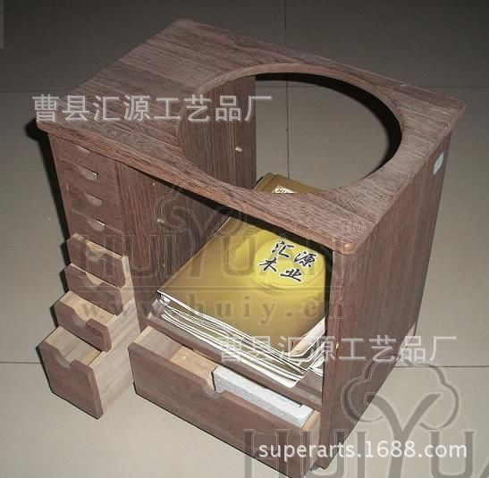 帶滑輪燒桐木櫥 (2)