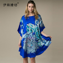 真丝睡衣新款 2014夏季重磅丝绸睡裙厂家批发 青花瓷