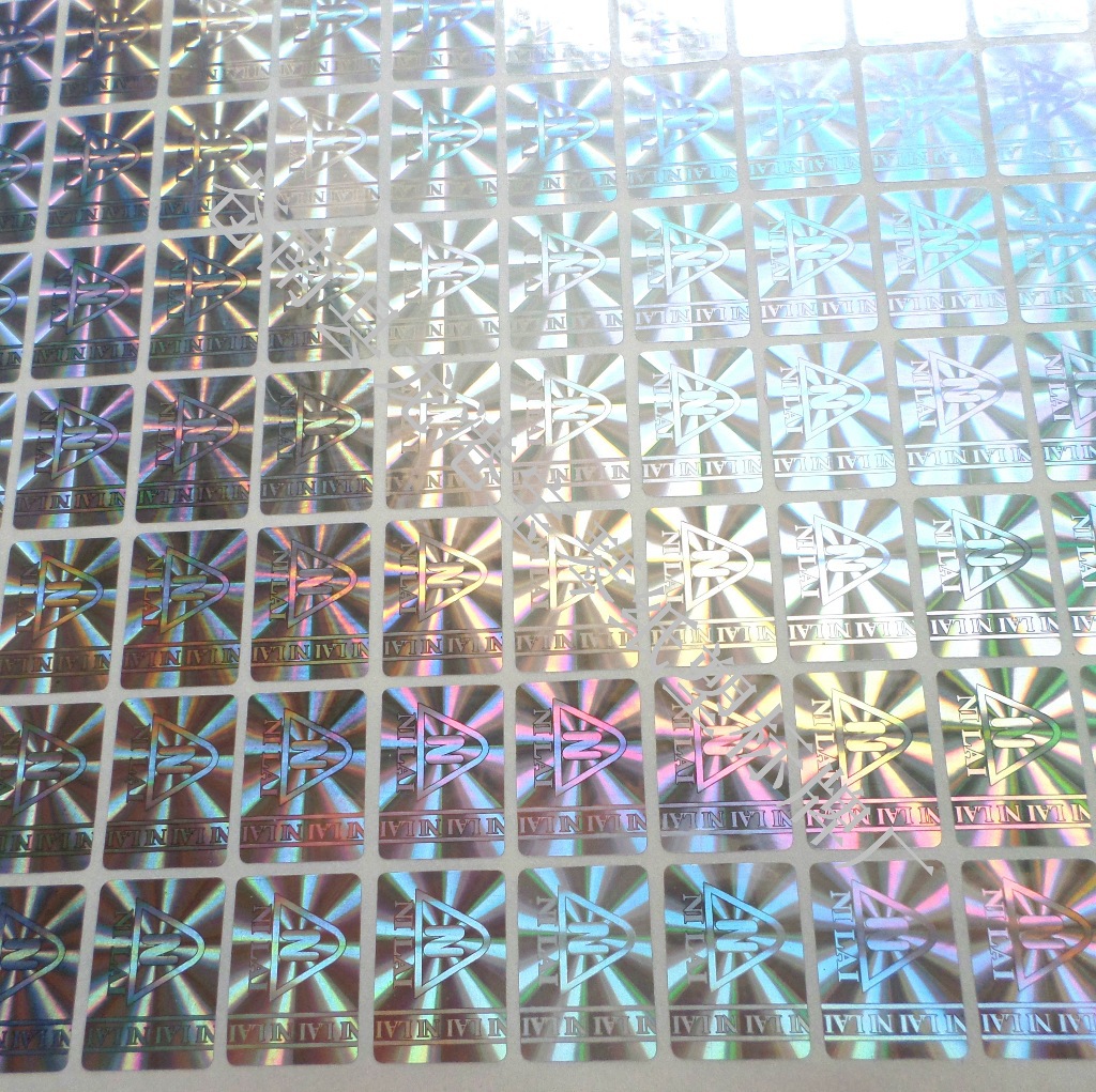 激光防伪商标  镭射防伪标签 定印做一次性防伪银色发光全息贴纸