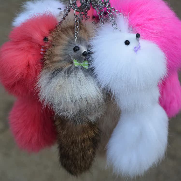 源头厂家批发真兔毛小狐狸挂件 手机包包饰品礼品钥匙工艺品挂件|ms
