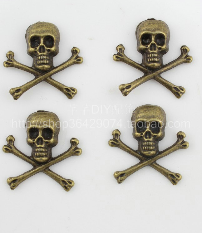 Wholesale alloy skull diy jewelry accessories mobile phone decoration diy material bag accessories 21X21mm