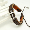 Fashionable metal leather woven bracelet, accessory handmade, genuine leather, European style, wholesale