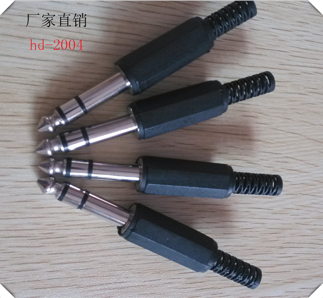 hd-2004 6.35mm插头 公头 双声 音响麦克风话筒立体声转接头转换