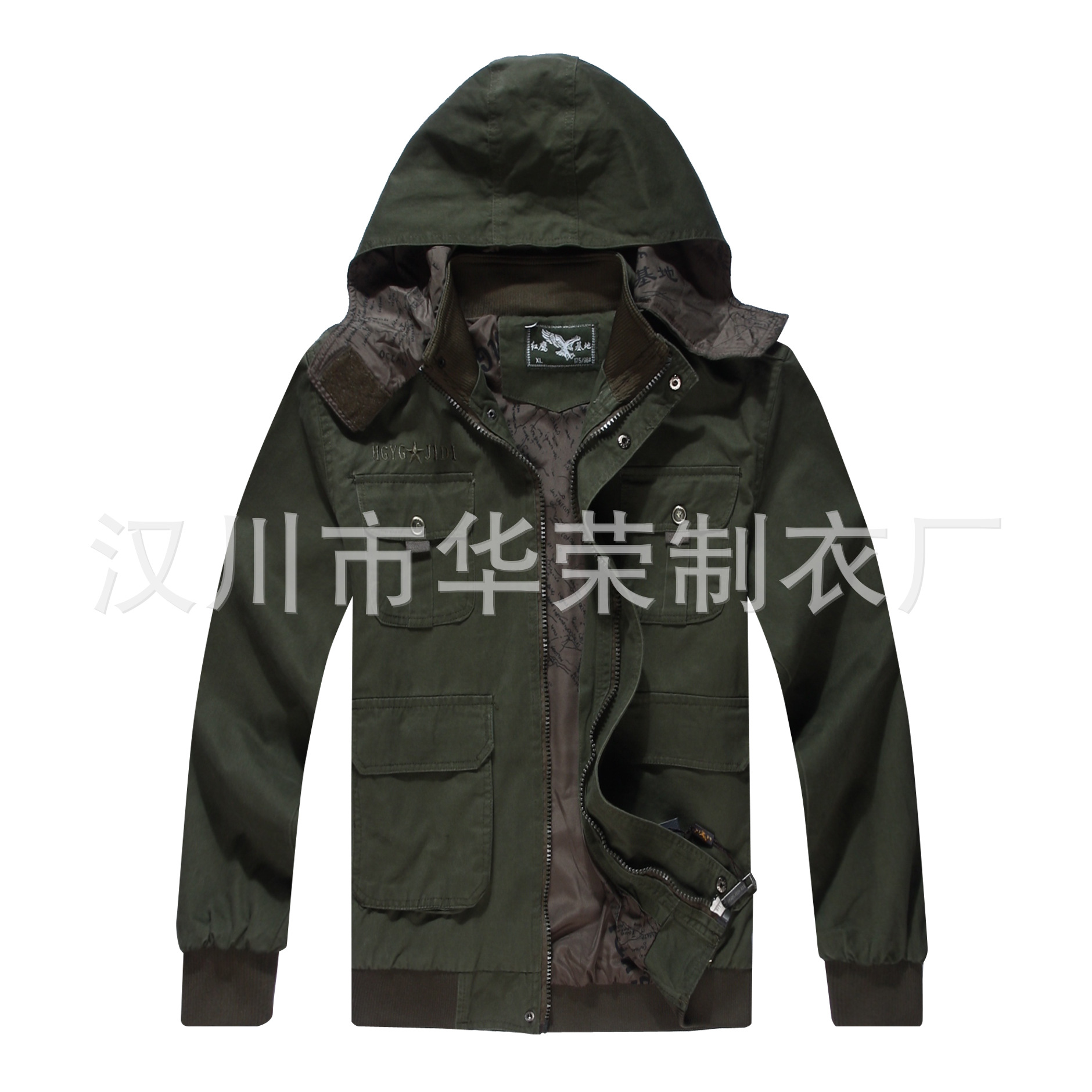 红鹰基地春款水洗棉军迷服户外钓鱼休闲多兜军绿长袖套装一套起批|ms