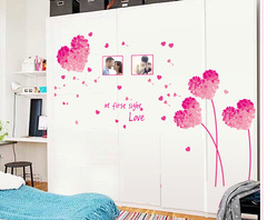 粉色愛心牆貼客廳電視背景牆壁臥室浪漫可移除牆貼紙 AY7176AE
