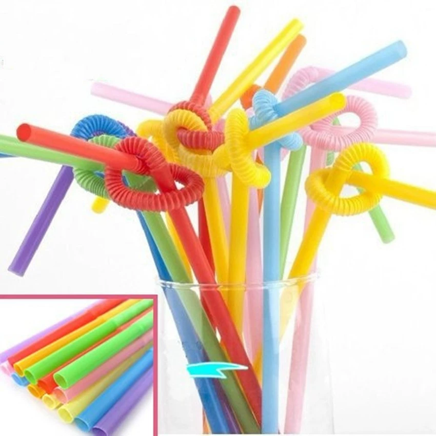 Цвет/100 суппорта/Одноразовая пластиковая художественная соломинка с одним локтем
