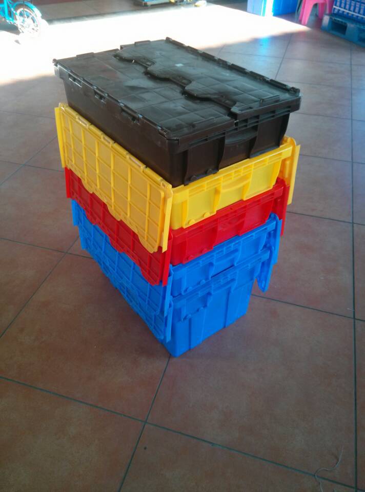 供应600*400*350MM冷冻塑料咬合箱  水果蔬菜物流箱 4#储物箱