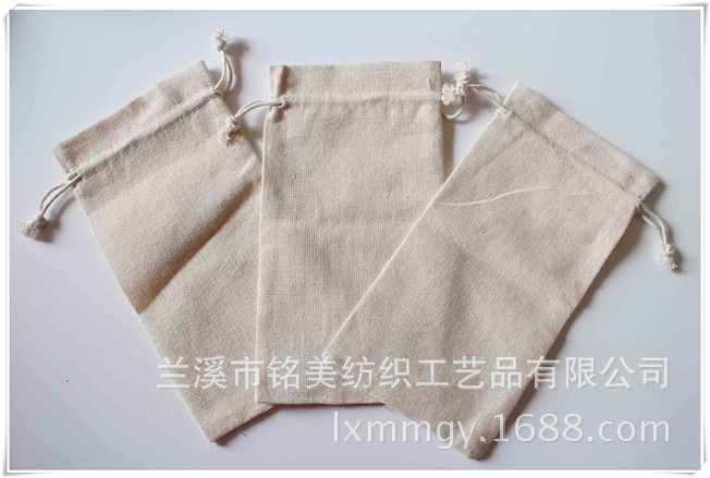 厂家logo订制 高品质棉胚布抽绳袋  小棉布袋 手提购物袋