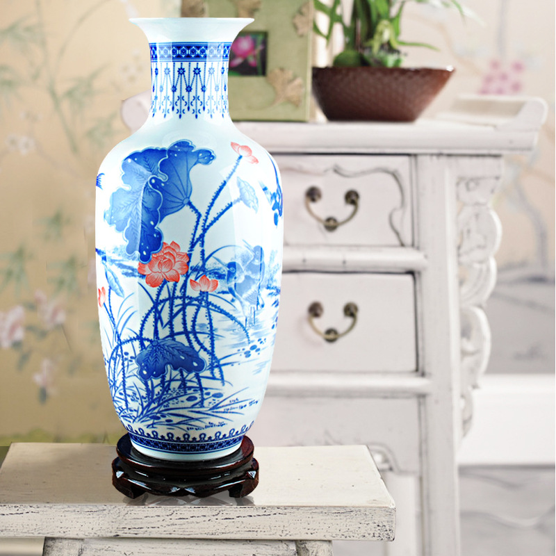 Jingdezhen Ceramic vase Blue and white Porcelain vase Decoration a living room to ground Large vase Home Furnishing decorate Arts and Crafts