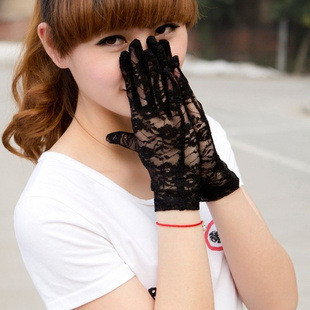 厂家直销短款防晒蕾丝手套/防紫外线手套开车防紫外线护袖 地摊|ru