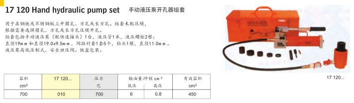 沃施莱格 17 120 Hand hydraulic pump set 手动液压泵开孔器组套