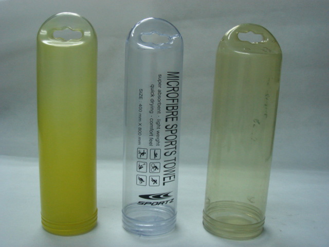 高档挂钩运动速干冷感有耳毛巾筒PVC PP盒 包装盒 赠品广告筒厂家