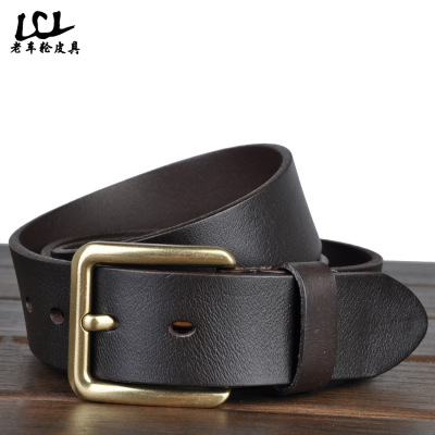 厂家直销植鞣革头层纯牛皮休闲皮带 男士针扣复古树膏皮腰带批发