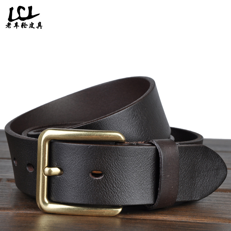 厂家直销植鞣革头层纯牛皮休闲皮带 男士针扣复古树膏皮腰带批发