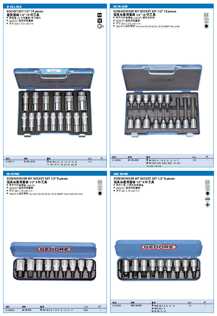 吉多瑞套筒套装12.5MM(1/2)公制   样式全