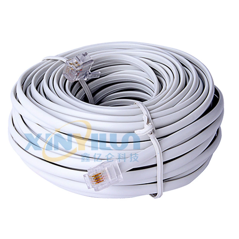 Четыре основных телефонной линии RJ11 6P4C телефонной линии Американский разъем готовой линии 20 м расширение линии связи