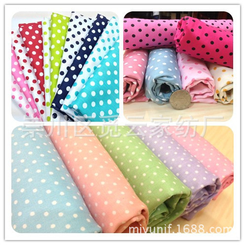 水玉点点小圆点 全棉斜纹印花布料 纯棉花布批发 手工布料新到4色