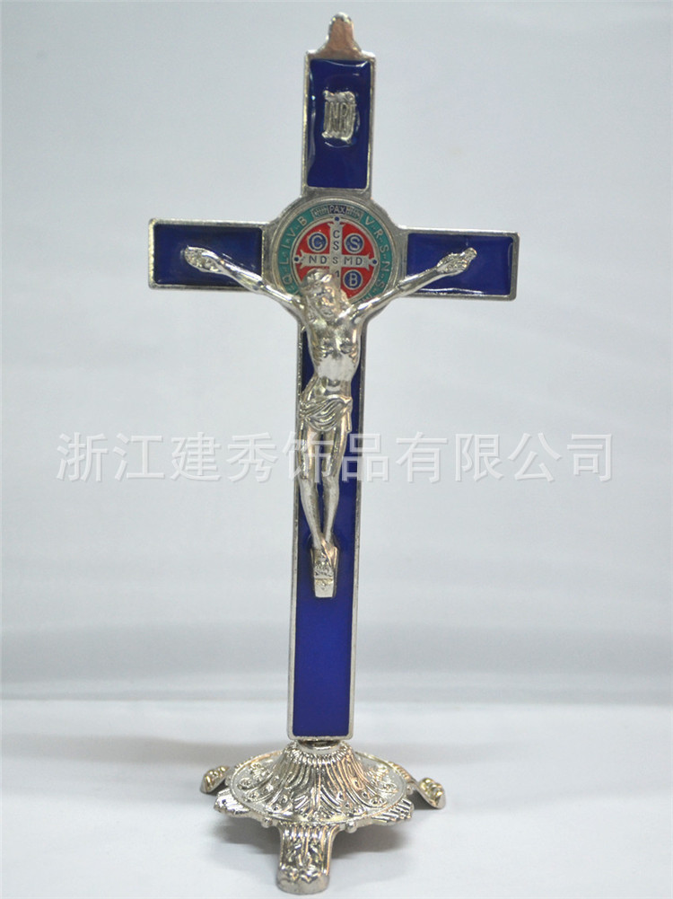 DIY 特大带底座可站立滴油合金宗教十字架