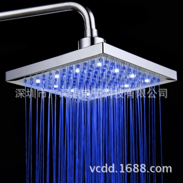 led top spray temperature-controlled three-color light-emitting color-changing nozzle, 8-inch square water-saving pressure-increasing top spray SDH-B1 set undefined