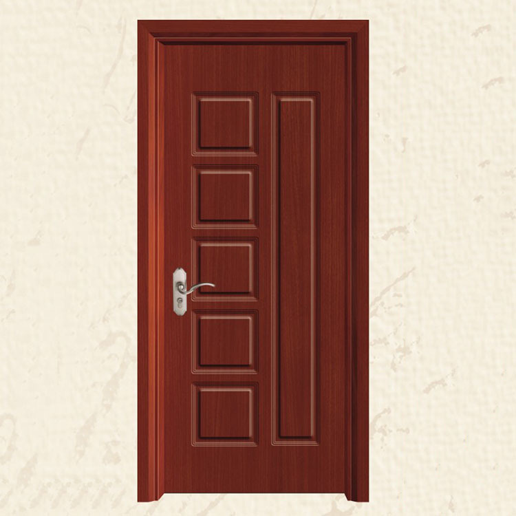 Simple estilo chino de madera maciza compuesta puerta interior plana abierta pintura-libre ecológica puerta dormitorio