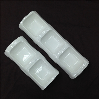 新款陶瓷格碟厂家直销低骨瓷奇竹两格碟三格碟