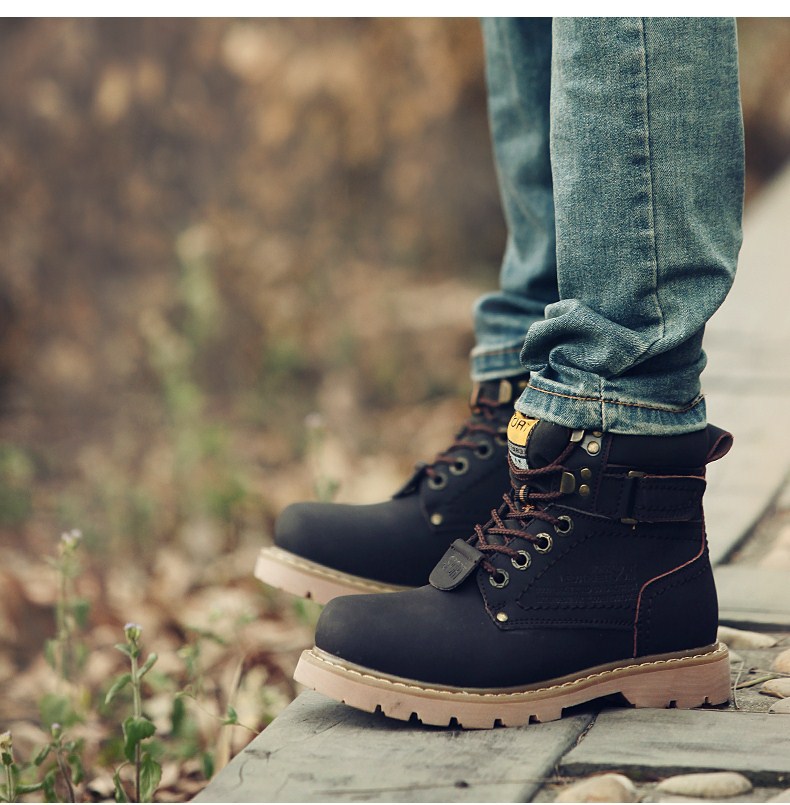 Waterproof Leather Work Boots For Men Winter Fleece Lined_voghion.com