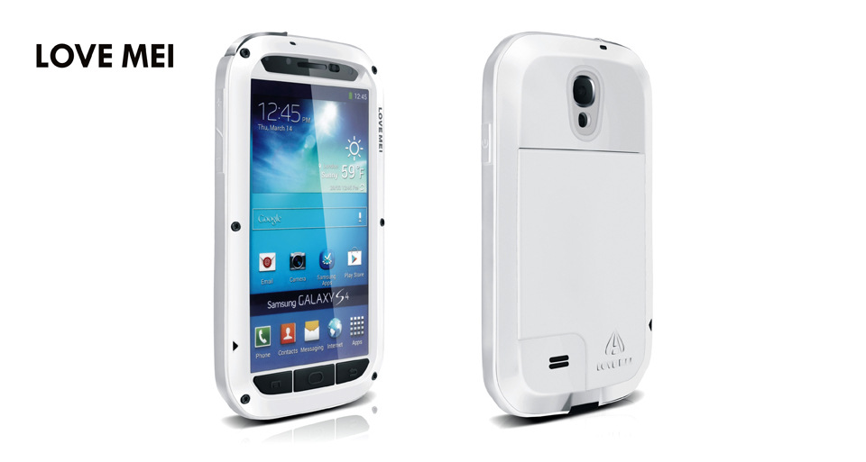 LOVE MEI Powerful Water Resistant Shockproof Dust/Dirt/Snow Proof Aluminum Metal Outdoor Heavy Duty Case Cover for Samsung Galaxy S4