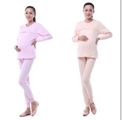 Одежда для беременных, хлопковая трехслойная теплая толстая одежда для кормления грудью, осенняя одежда, длинный брючный костюм