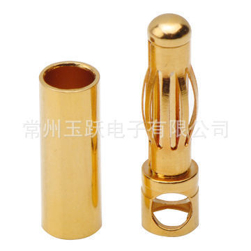 【厂家直销】4mm香蕉插头 纯铜镀金插 灯笼插头 航模马达连接头|ru