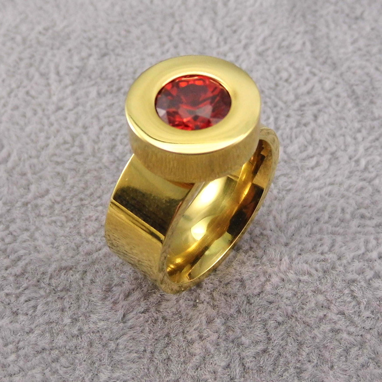 304 Stainless Steel Material Round Pattern Unisex Gender Vacuum Plating Real Gold Plated 18K Gold Round 304 Stainless Steel Fashion Waterproof Non Tarnish Rings