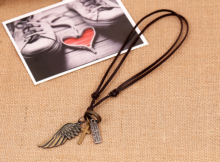 Angel Wing Genuine Leather Necklace Hot Leather Necklace Popular Necklace Wholesale