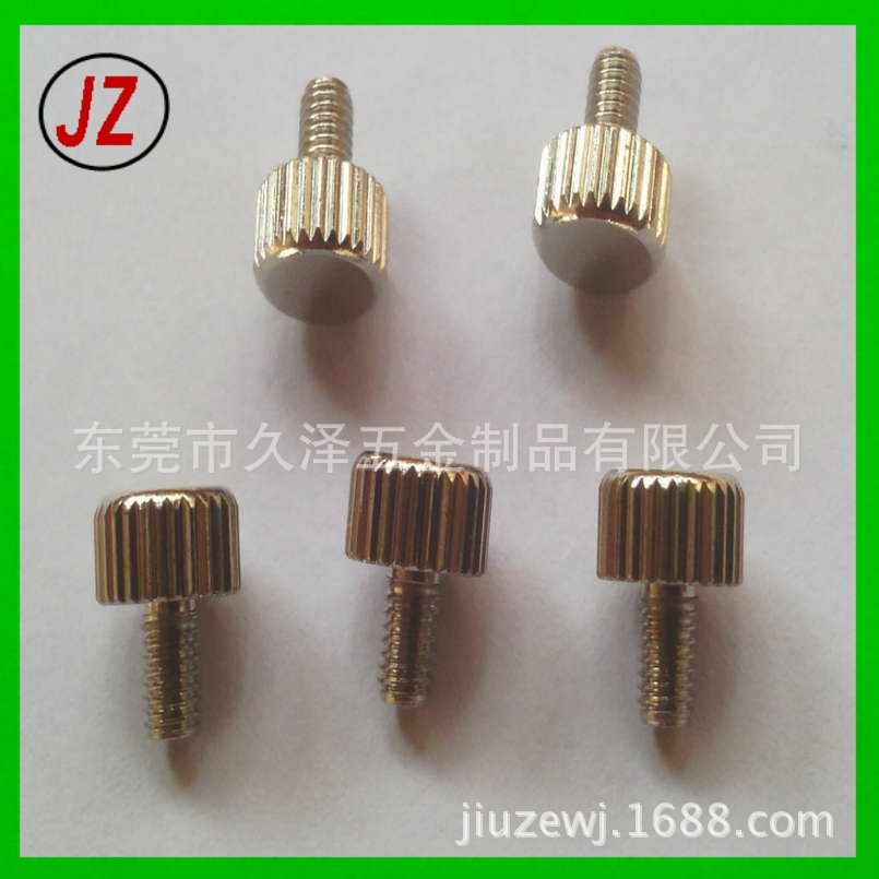 大量供应M3铜合金平头镀镍滚花手拧螺丝