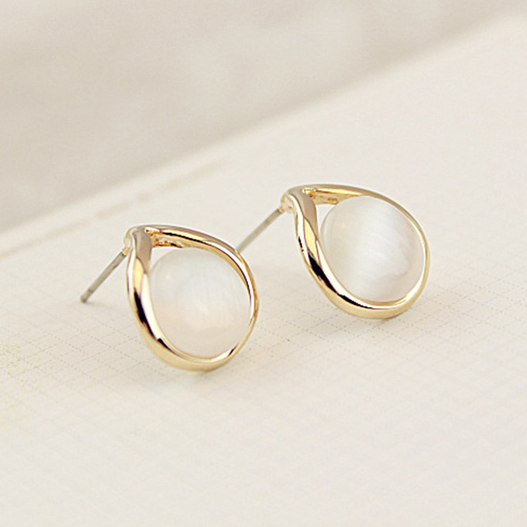 Drop Ear Studs Inlaid Opal Stud Earrings Female Anti-allergic Ear Accessories display picture 11