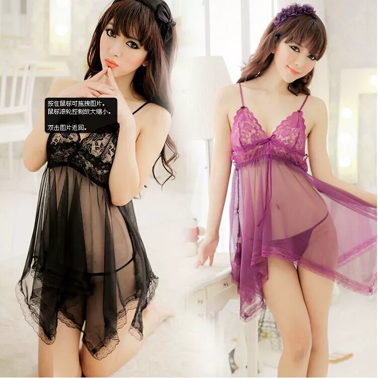 New embroidered wine red sexy underwear suits open skirt transparent lace temptation to seduce a generation