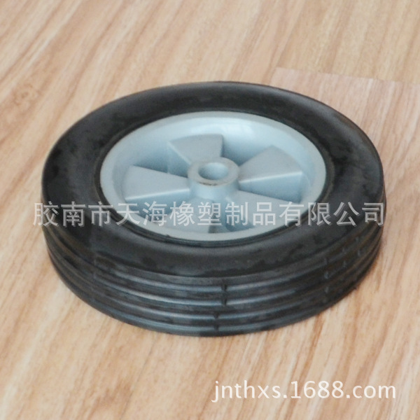 6x1.5英寸空心直纹橡胶轮胎配灰色塑料轮辐