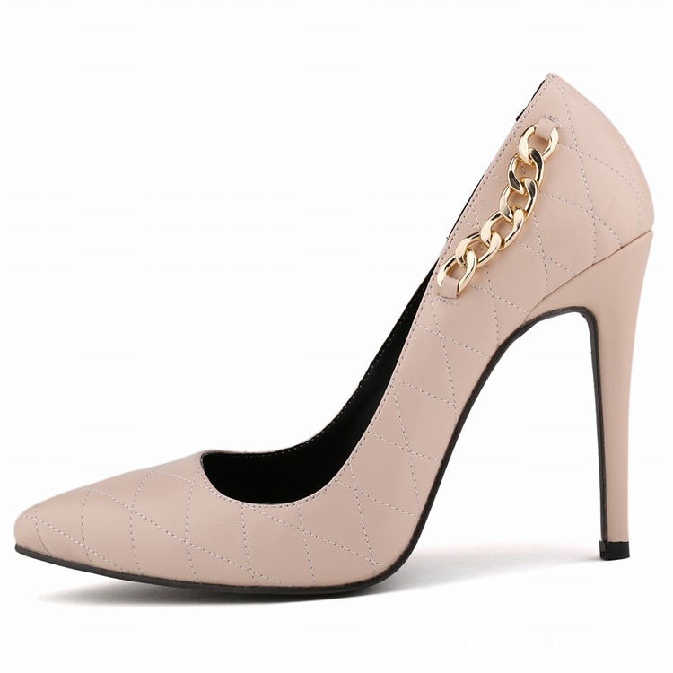 302-24 new high-end leather, elegant Joker, sewing, pointed women shoes, stars, the same paragraph.
