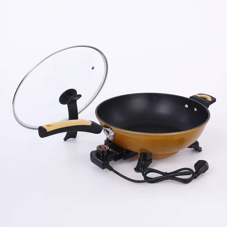 工厂批发 韩式35cm带手柄电炒锅 多用电热锅  不沾锅 跑江湖新品